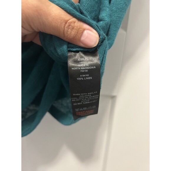 New &et Drape Crossover Teal GREEN Linen TOP Deep V neck Work Casual Size XL - Picture 3 of 4